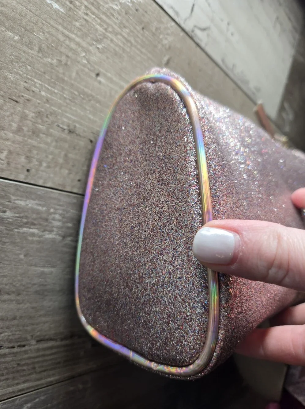 NWT Glitter Pink Cosmetic Makeup Bag – Rose Gold/Holographic